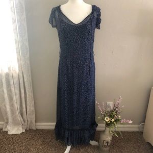 Maxi Floral Sheer Dress with Spaghetti Strap Slip